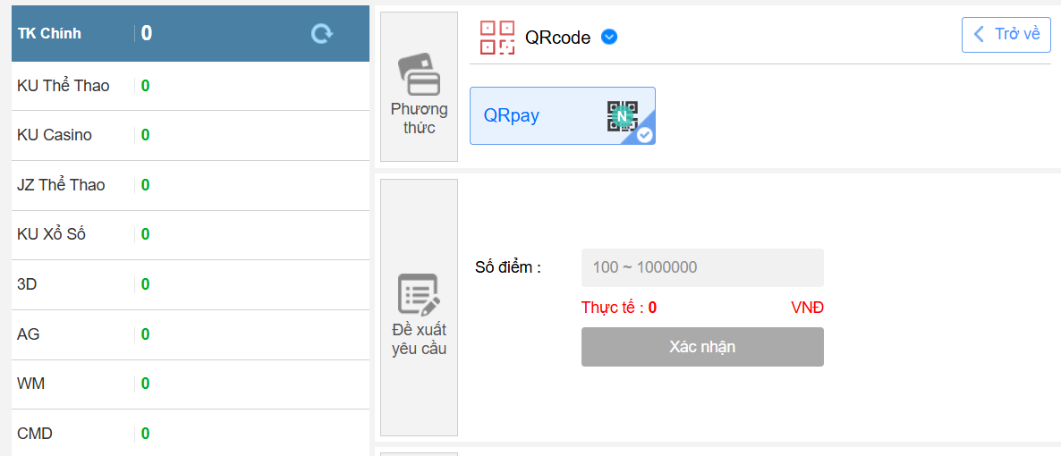 Nạp tiền qua ngân hàng tại Kubet